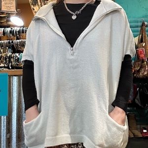 Poncho, off white, medium to large